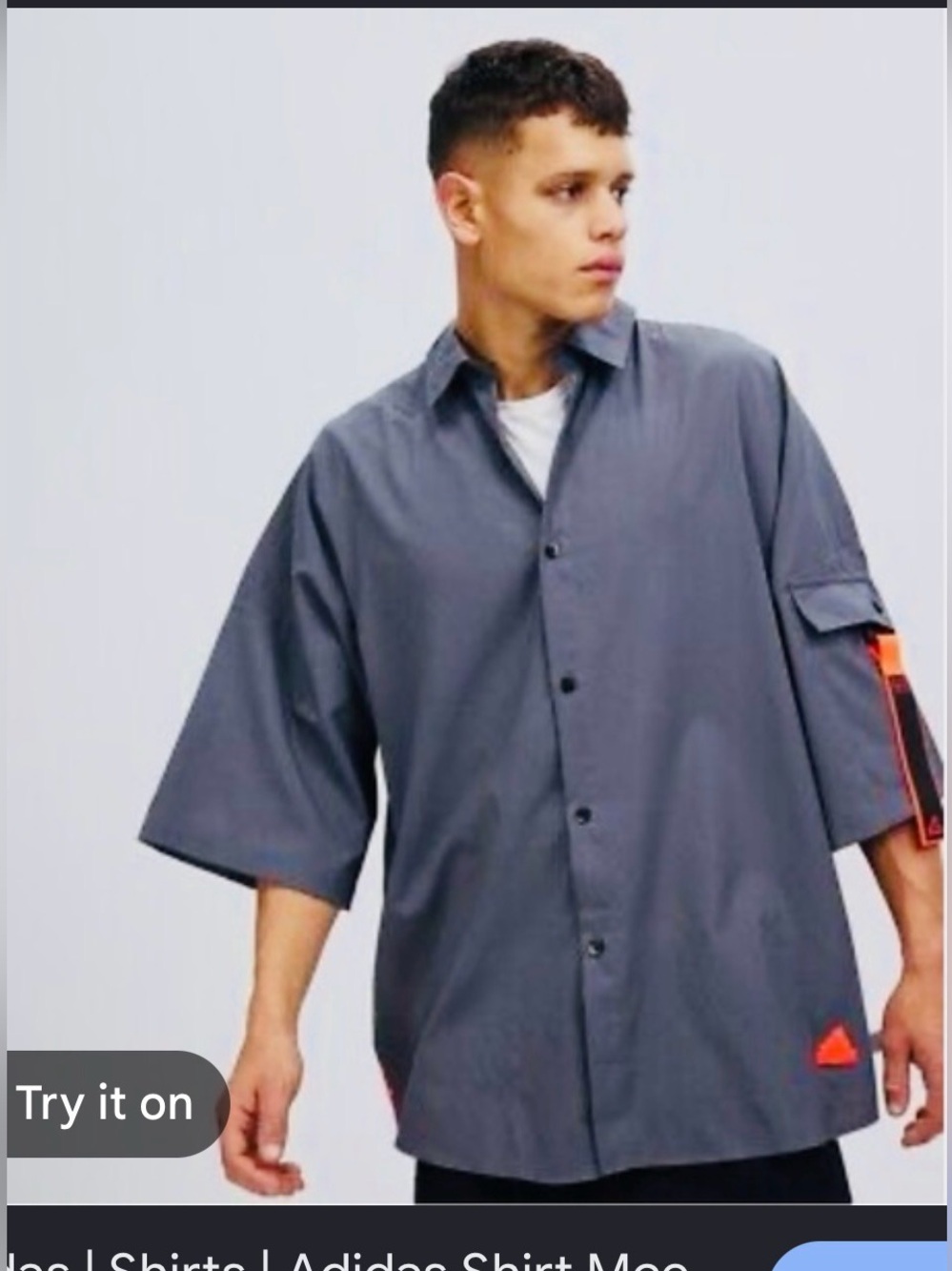 Adidas City Escape Premium  gray Button down Shirt with orange mesh mens small